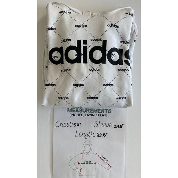 Adidas Women’s Core Fav Hoodie Sweatshirt Casual Regular Fit White Black Small - Picture 8 of 8